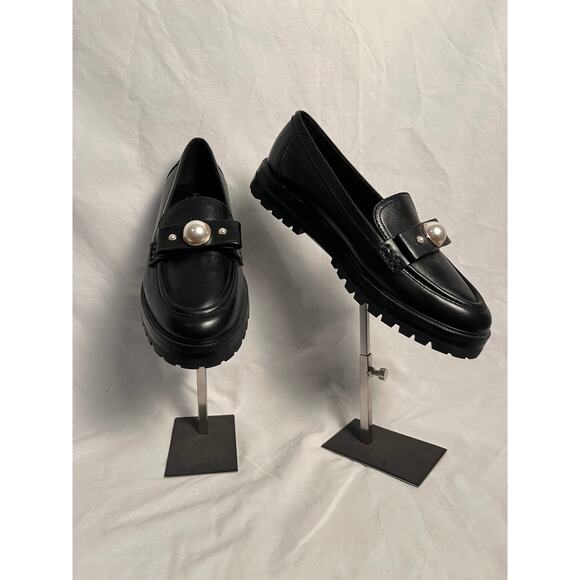 kate spade Shoes - Kate Spade Prima Pearl Loafers Black Leather Slip-On Shoes Size 8.5B